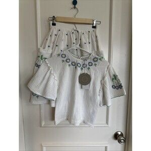 Stella McCartney NWT Kids Size 8 Years Outfit Shirt Shirt White Blue Embroidery